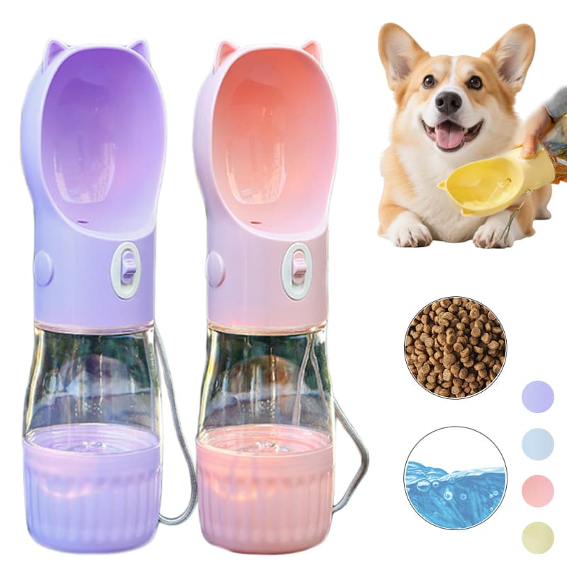 2 In 1 Portable Dog Water Bottle For Small Big Dogs Cat Outdoor Leak-proof Puppy Drinking Bowl With Food Container Pets Feeder Pet Products 5